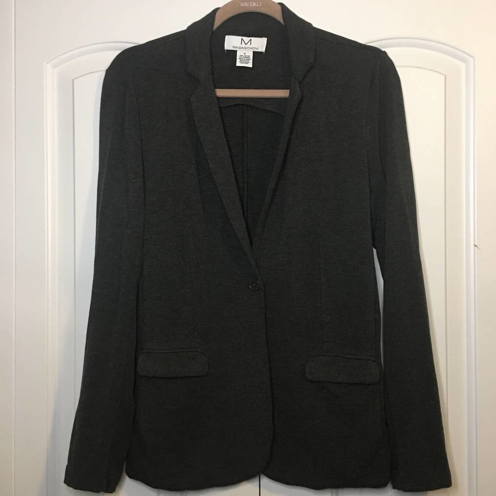 M Magaschoni Heathered Gray Jersey Knit Blazer Size M